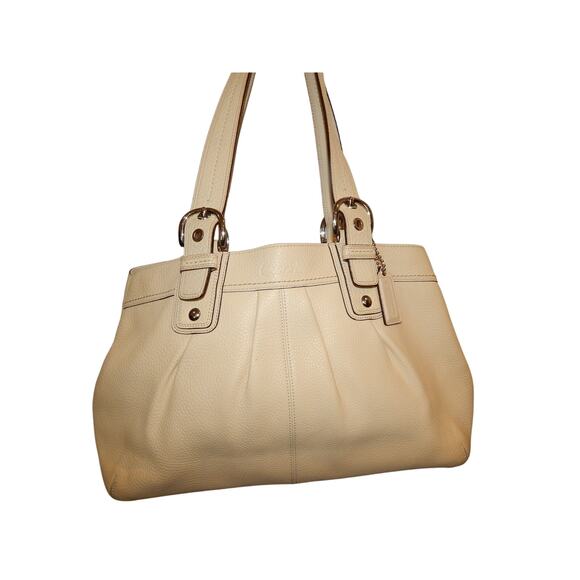 Y2K Coach F13733 Soho Leather Large Tote Shoulder Bag Purse Cream Thick Stitch - Picture 1 of 10